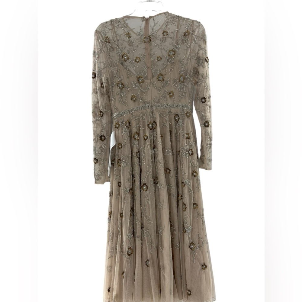 NWT Mac Duggal Beaded Illusion High Neck Long Sleeve A Line Gown 6 - Picture 3 of 11